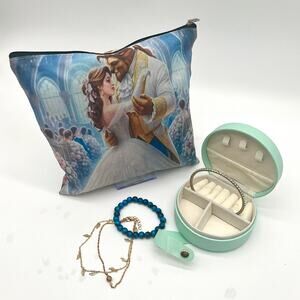 Beauty & The Beast Pouch, Jewelry Box, 3 Bracelets